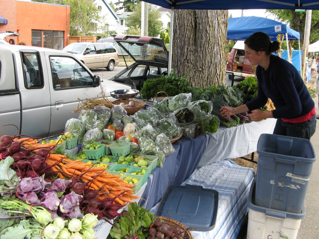 local organic vegetables at moss street market 
